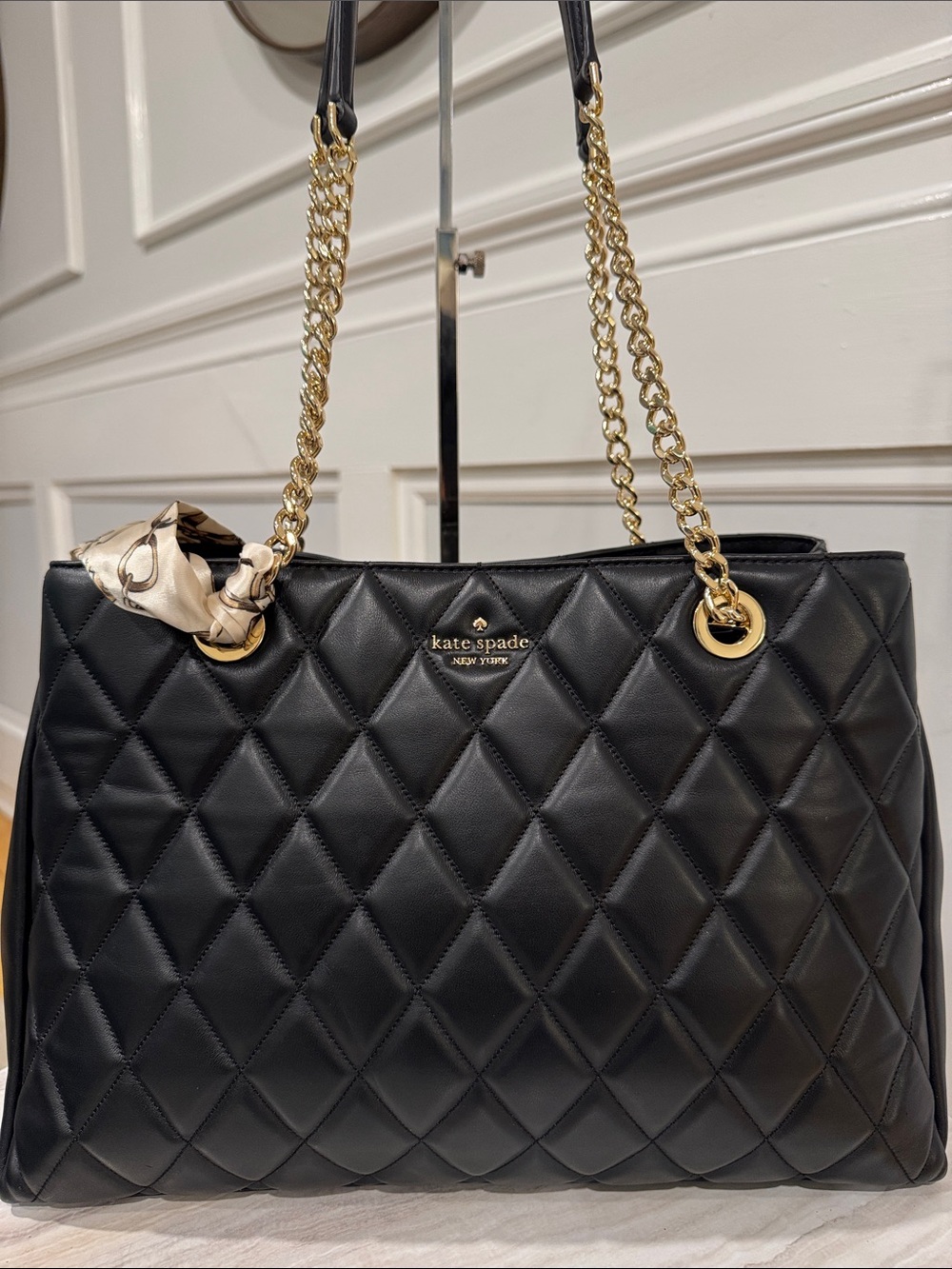Kate Spade Bag Emerson Place Quilted Black Leather Shoulder Tote Bag - Picture 5 of 17